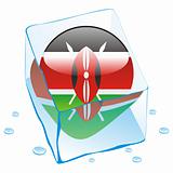 vector illustration of kenya button flag frozen in ice cube