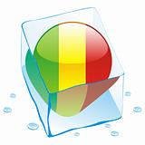 vector illustration of mali button flag frozen in ice cube
