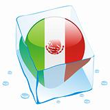 illustration of mexico button flag frozen in ice cube