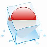 vector illustration of monaco button flag frozen in ice cube