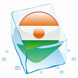 vector illustration of niger button flag frozen in ice cube