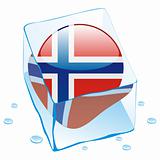 vector illustration of norway button flag frozen in ice cube