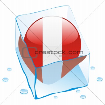 illustration of peru button flag frozen in ice cube