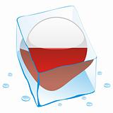 vector illustration of poland button flag frozen in ice cube