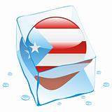 illustration of puerto rico button flag frozen in ice cube