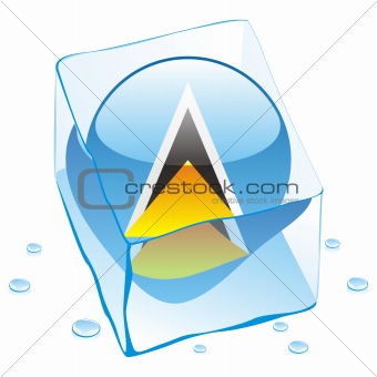 illustration of saint lucia button flag frozen in ice cube