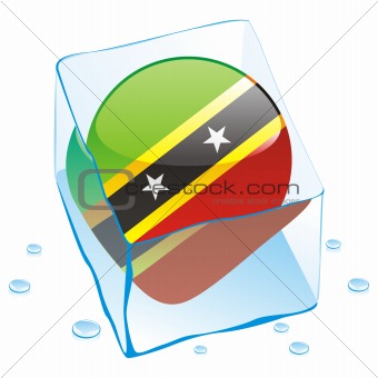 illustration of saint kitts and nevis button flag frozen in ice cube