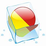 vector illustration of sicily button flag frozen in ice cube
