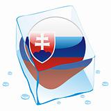 vector illustration of slovakia button flag frozen in ice cube