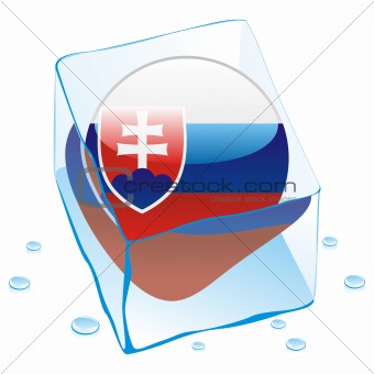vector illustration of slovakia button flag frozen in ice cube