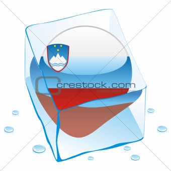vector illustration of slovenia button flag frozen in ice cube