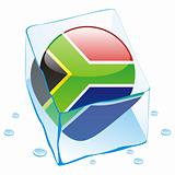 vector illustration of south africa button flag frozen in ice cube