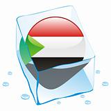 vector illustration of sudan button flag frozen in ice cube