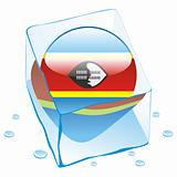 vector illustration of swaziland button flag frozen in ice cube