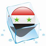 vector illustration of syria  button flag frozen in ice cube