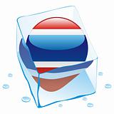 vector illustration of thailand button flag frozen in ice cube