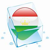 vector illustration of thajikistan button flag frozen in ice cube