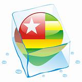 vector illustration of togo button flag frozen in ice cube
