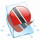 illustration of trinidad and tobago button flag frozen in ice cube