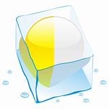 vector illustration of vatican button flag frozen in ice cube