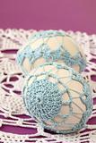 Blue crochet Easter eggs
