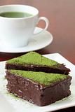 Chocolate cake with green tea powder