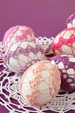 Pink and purple crochet Easter eggs
