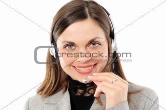    female customer service representative in headset
