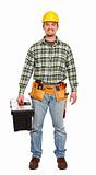 standing handyman with toolbox
