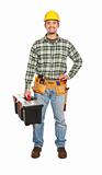 manual worker portrait with toolbox