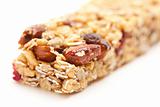 Granola Bar Isolated on a White Background with Narrow Depth of Field.