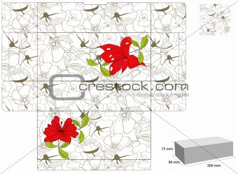 Template for box with summer flowers