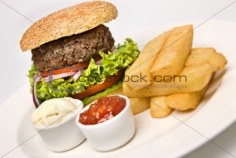 Classic Burger and Chips