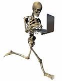 Running skeleton with laptop