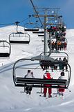 People on a chairlift, ski resort