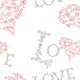  Seamless pattern with flowers and inscription

