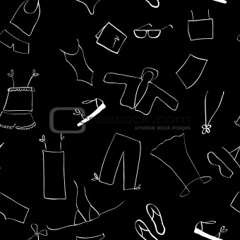 Shopping, clothes seamless background