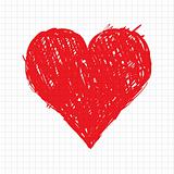 Sketch heart shape red for your design