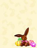 Chocolate Easter bunny background
