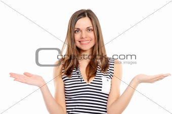   young woman presenting copy-space