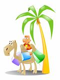 tourist riding a camel