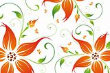 Abstract vector flower background with butterfly