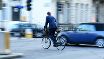 Business man on a bike