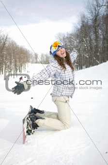 Happy snowboarder