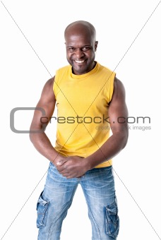 Black man cheerful
