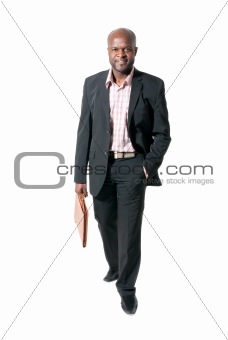 Happy african businessman smiling