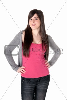 Young female cheerful isolated