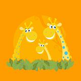 Cute giraffe family portrait