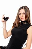   Portrait of beautiful woman with glass red wine