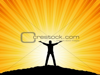 man with arms raised 